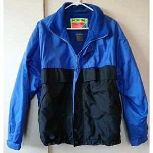 Vintage Pacific Trail World Sport Challenger Cloth Jacket Blue Black Mens Large